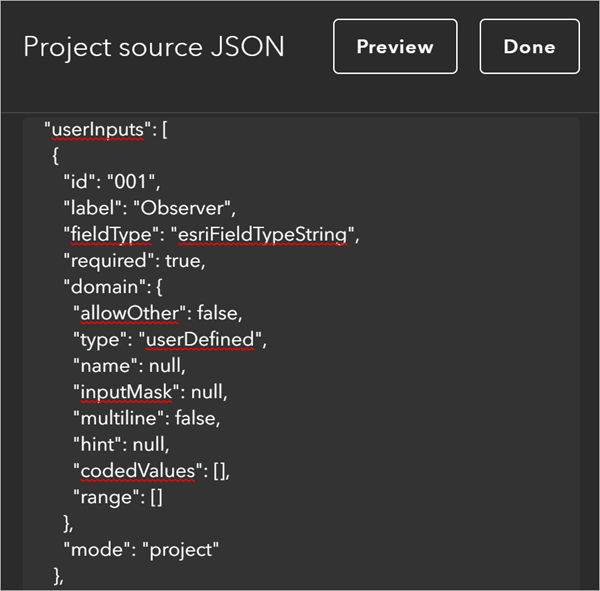 User input ID shown in JSON User input ID shown in JSON